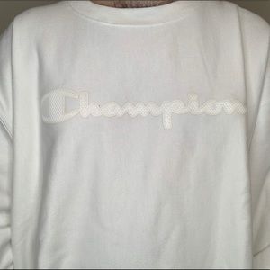HUGE HEAVY REVERSE KNIT CHAMPION WHITE SWEATSHIRT